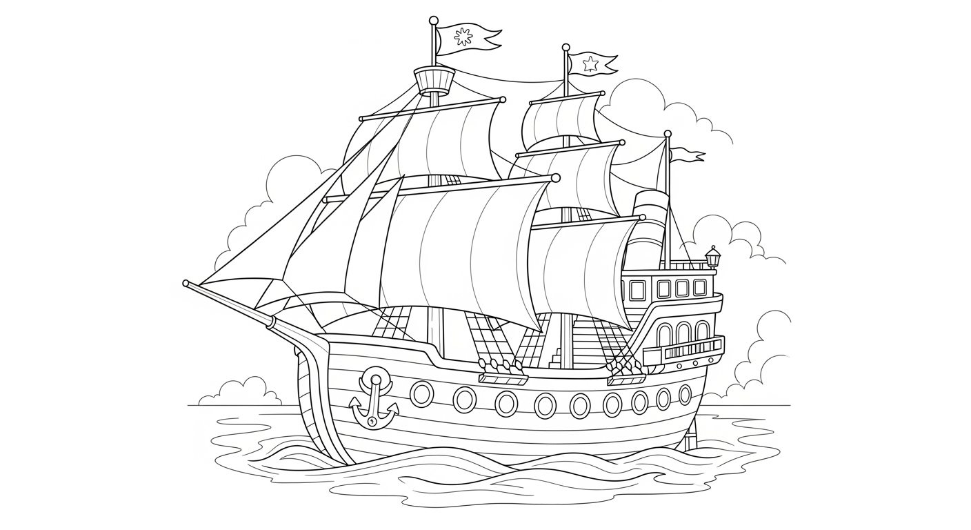 Desenho de Barcos para colorir e imprimir: número 19