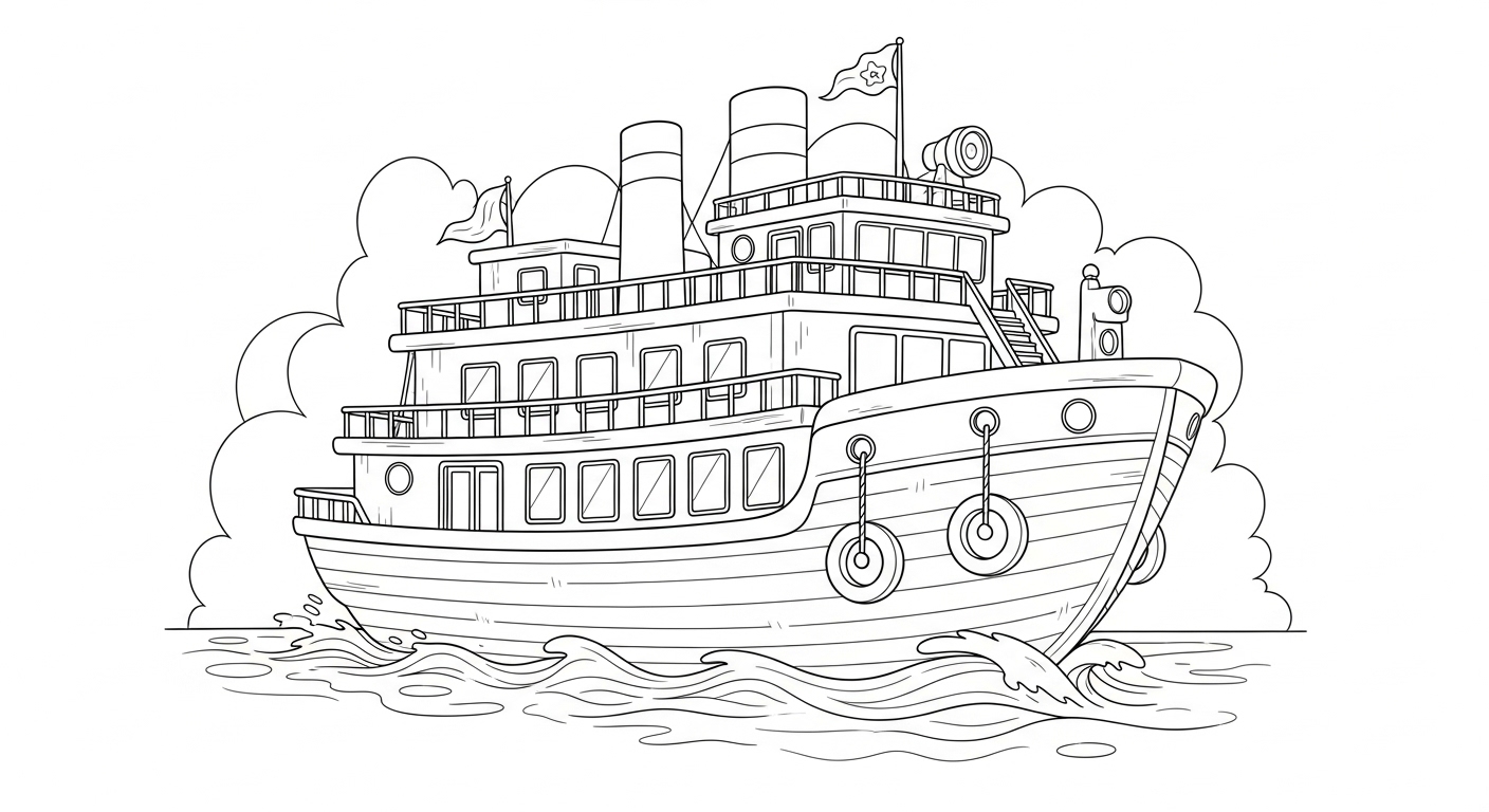 Desenho de Barcos para colorir e imprimir: número 22