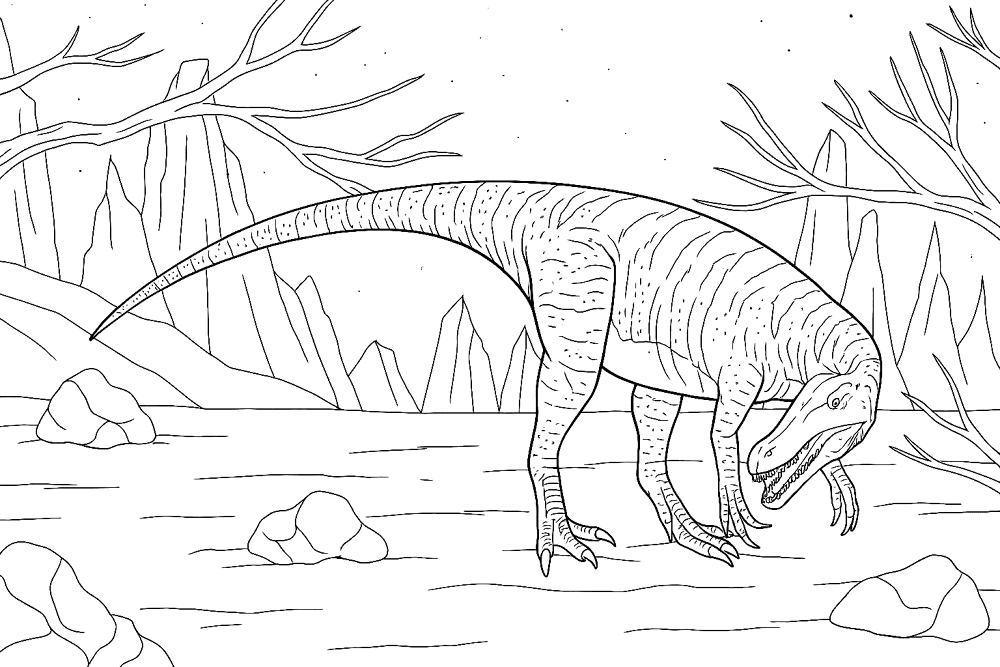 Desenho de Barionix para colorir e imprimir: número 1