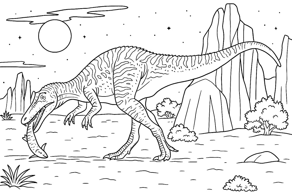 Desenho de Barionix para colorir e imprimir: número 2