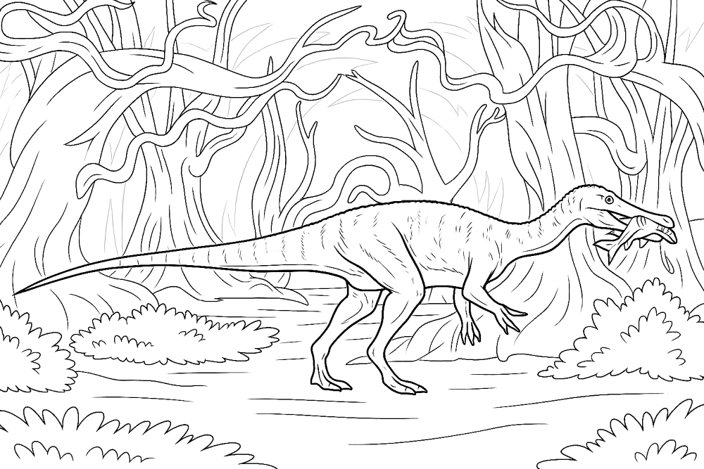 Desenho de Barionix para colorir e imprimir: número 3