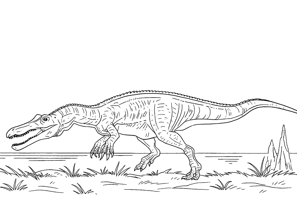 Desenho de Barionix para colorir e imprimir: número 4