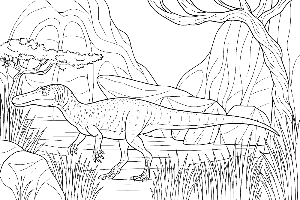 Desenho de Barionix para colorir e imprimir: número 5