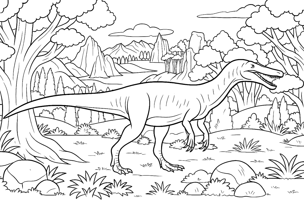Desenho de Barionix para colorir e imprimir: número 6