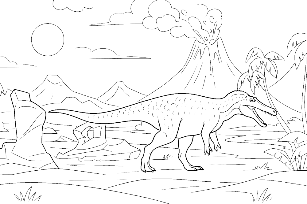 Desenho de Barionix para colorir e imprimir: número 8
