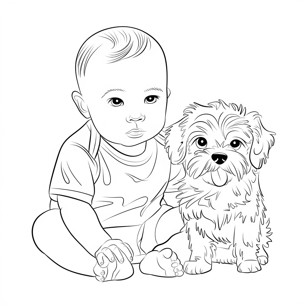 Desenho de Bebes para colorir e imprimir: número 2