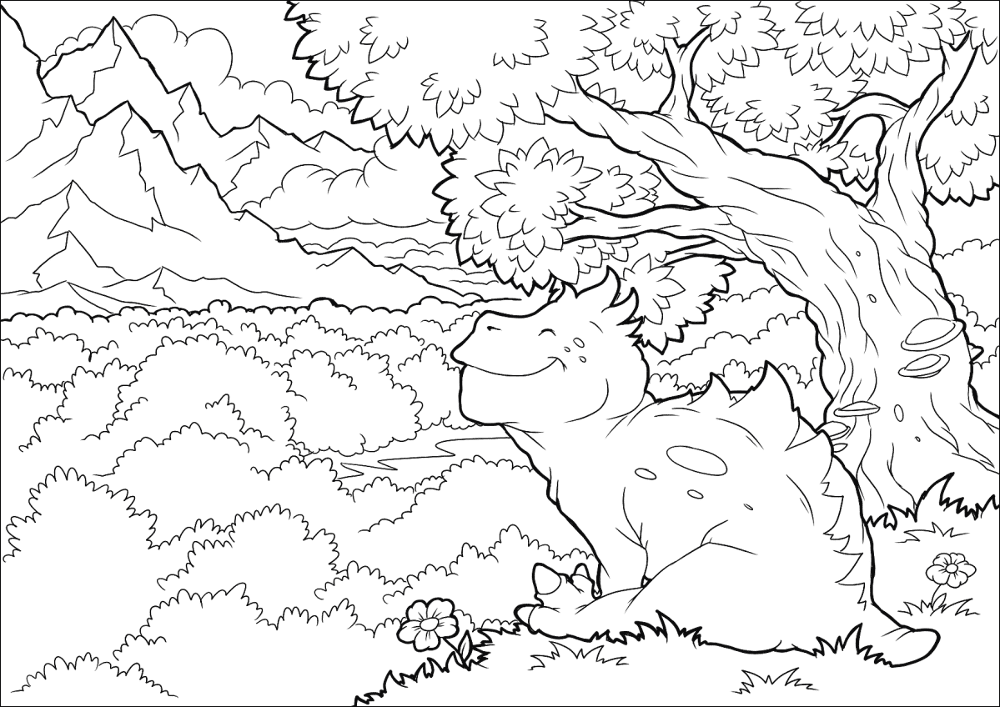 Desenho de Bebês Dinossauros para colorir e imprimir: número 7
