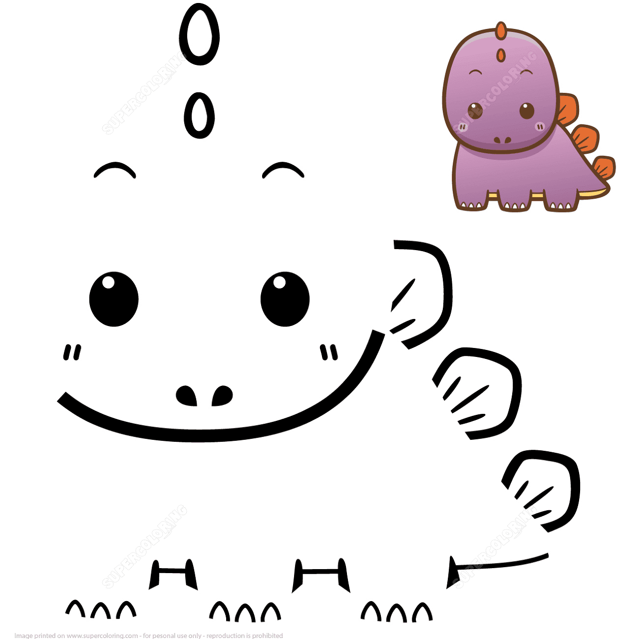 Desenho de Bebês Dinossauros para colorir e imprimir: número 15