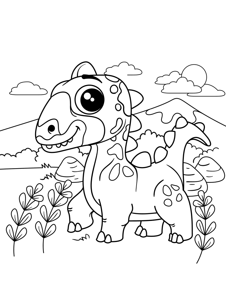 Desenho de Bebês Dinossauros para colorir e imprimir: número 17