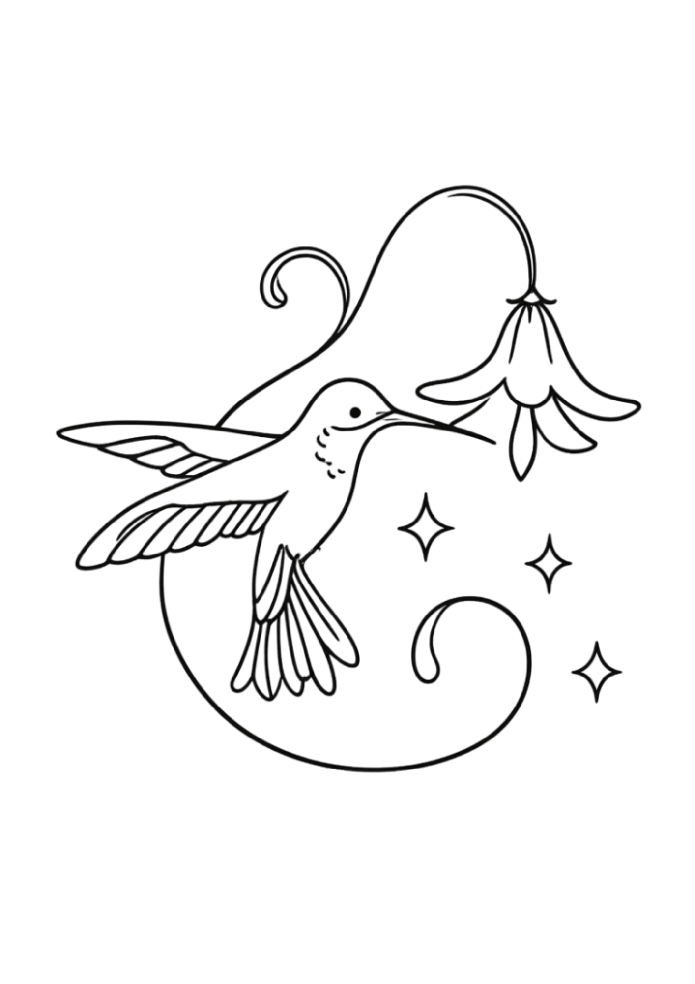 Desenho de Beija Flor para colorir e imprimir: número 22