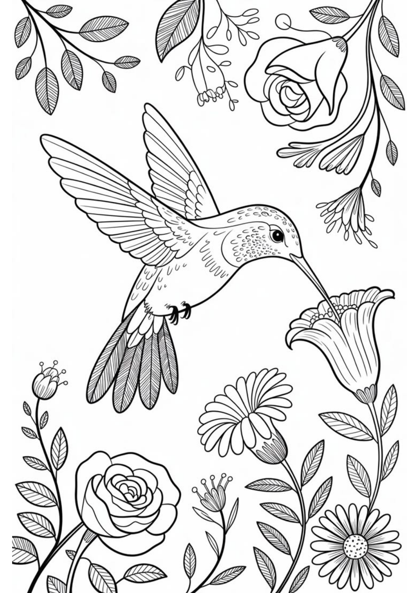 Desenho de Beija Flor para colorir e imprimir: número 23