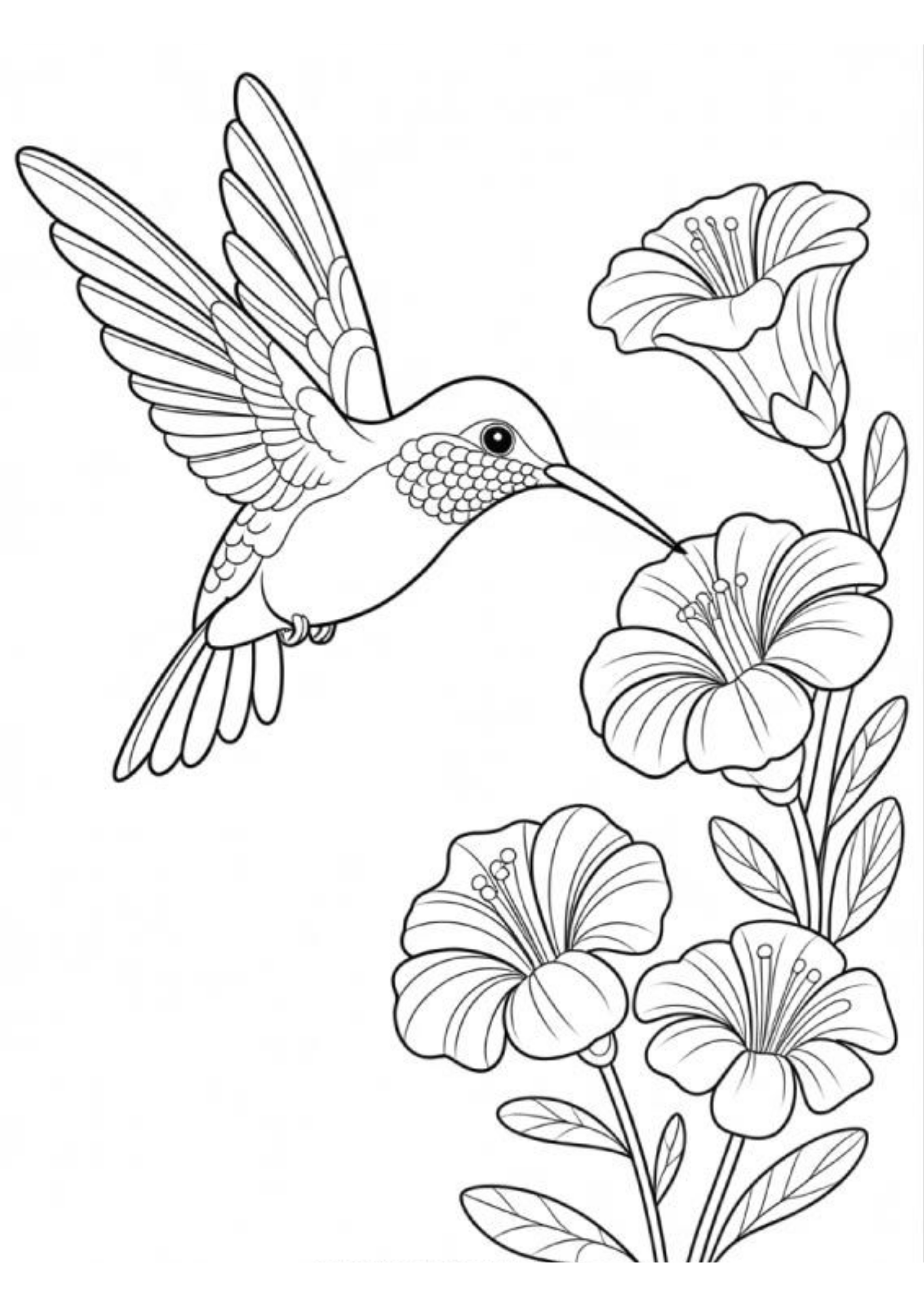 Desenho de Beija Flor para colorir e imprimir: número 25