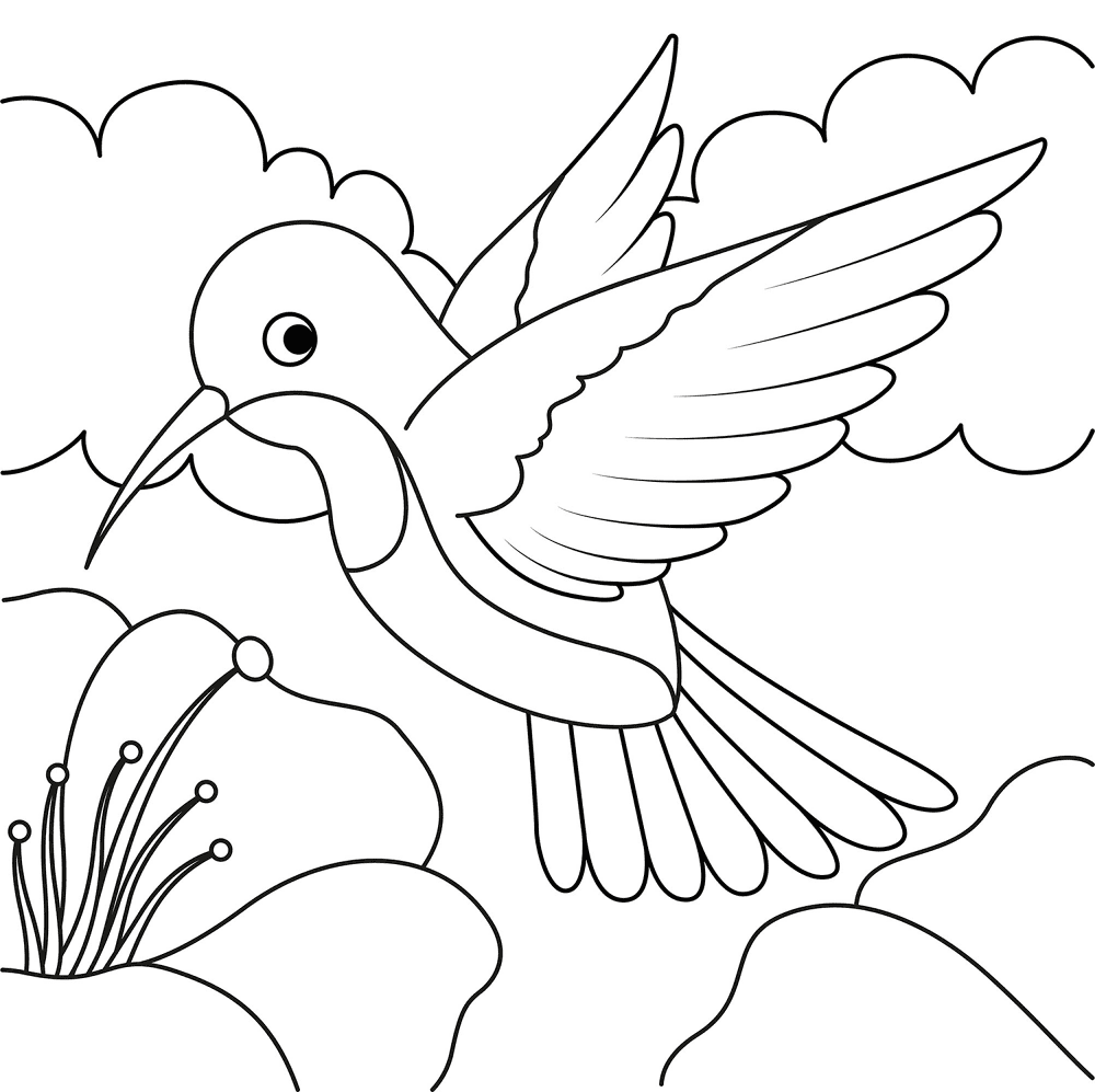 Desenho de Beija Flor para colorir e imprimir: número 33