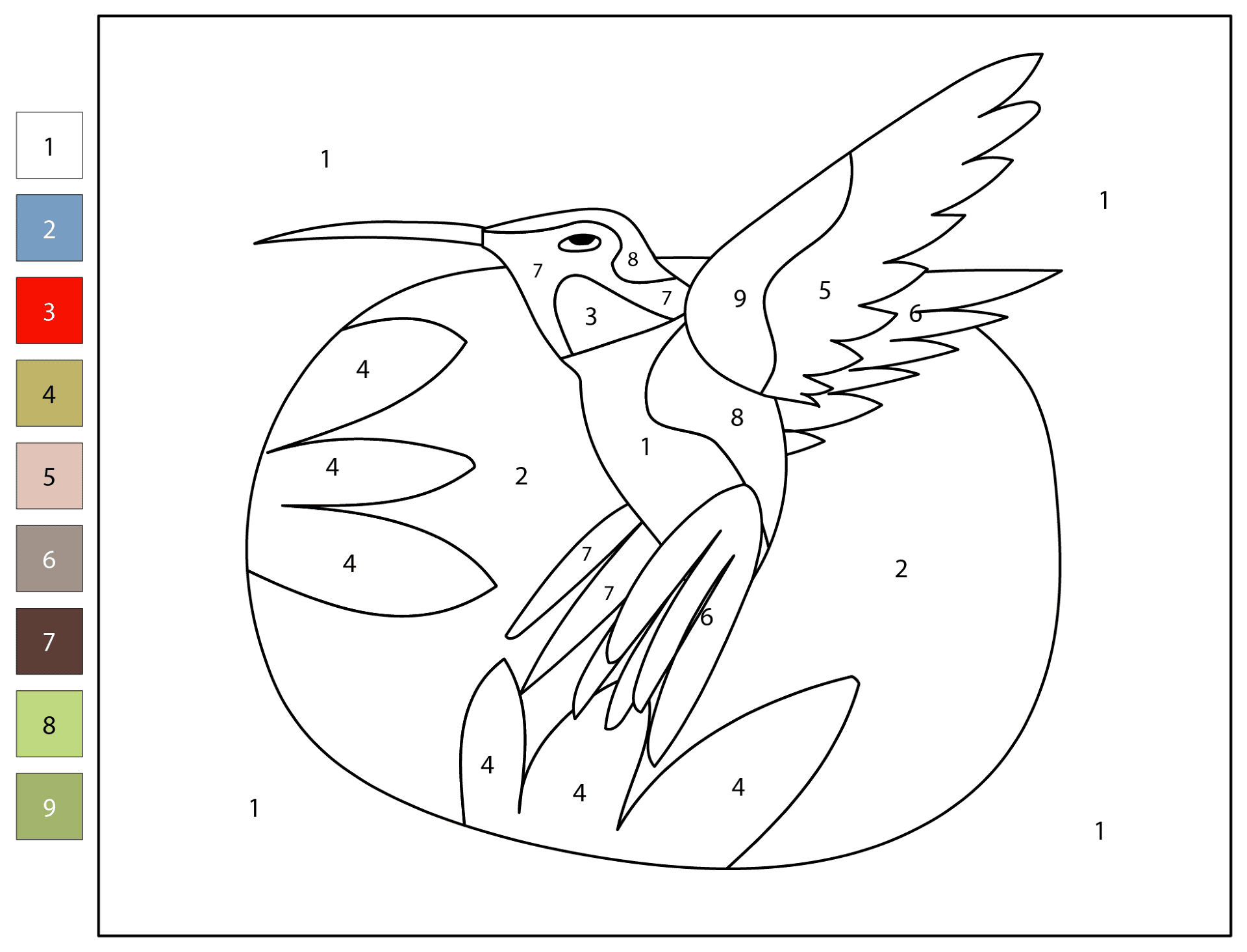 Desenho de Beija Flor para colorir e imprimir: número 35