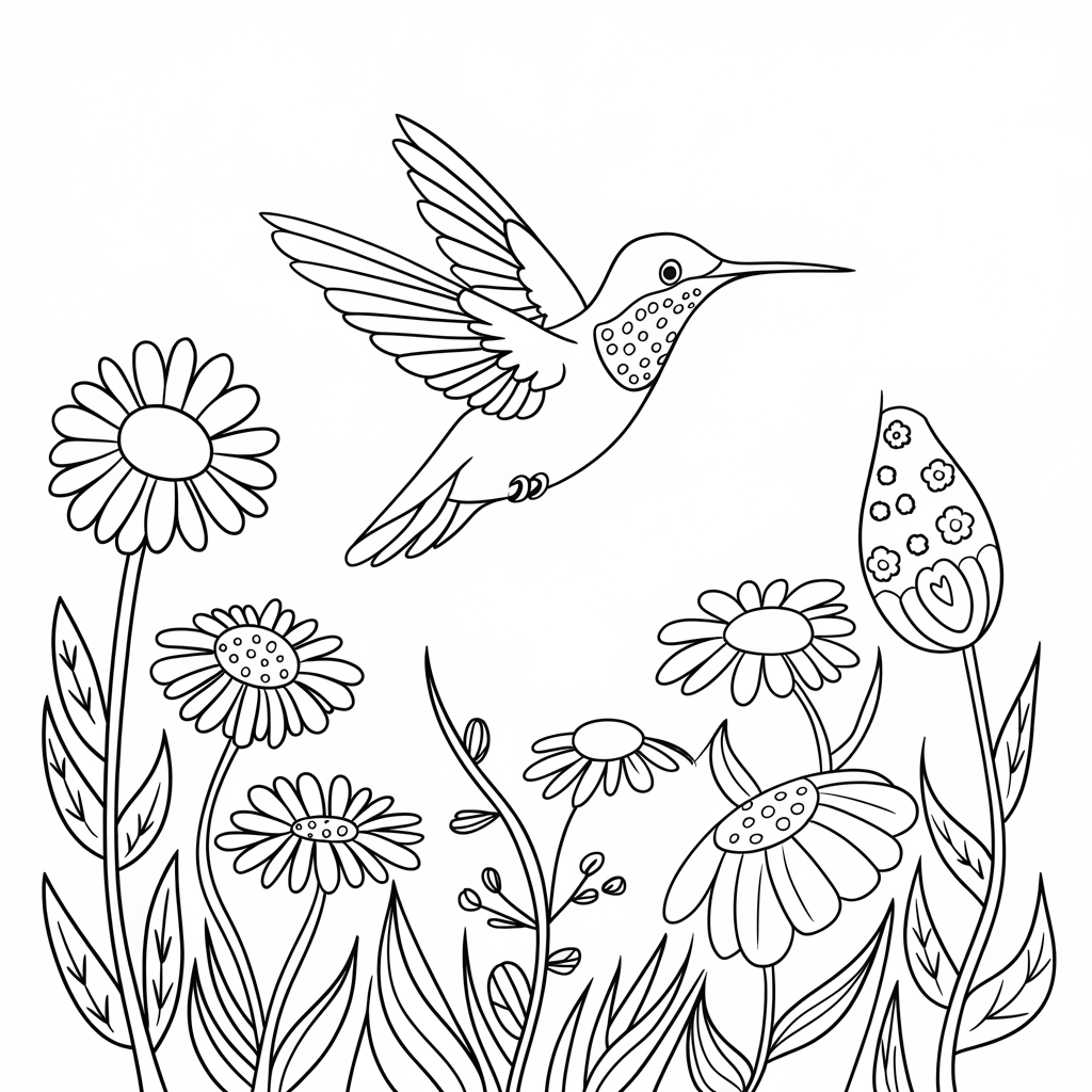 Desenho de Beija Flor para colorir e imprimir: número 39