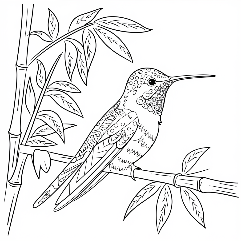 Desenho de Beija Flor para colorir e imprimir: número 40