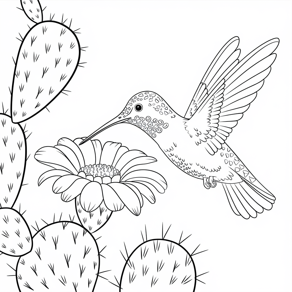Desenho de Beija Flor para colorir e imprimir: número 41