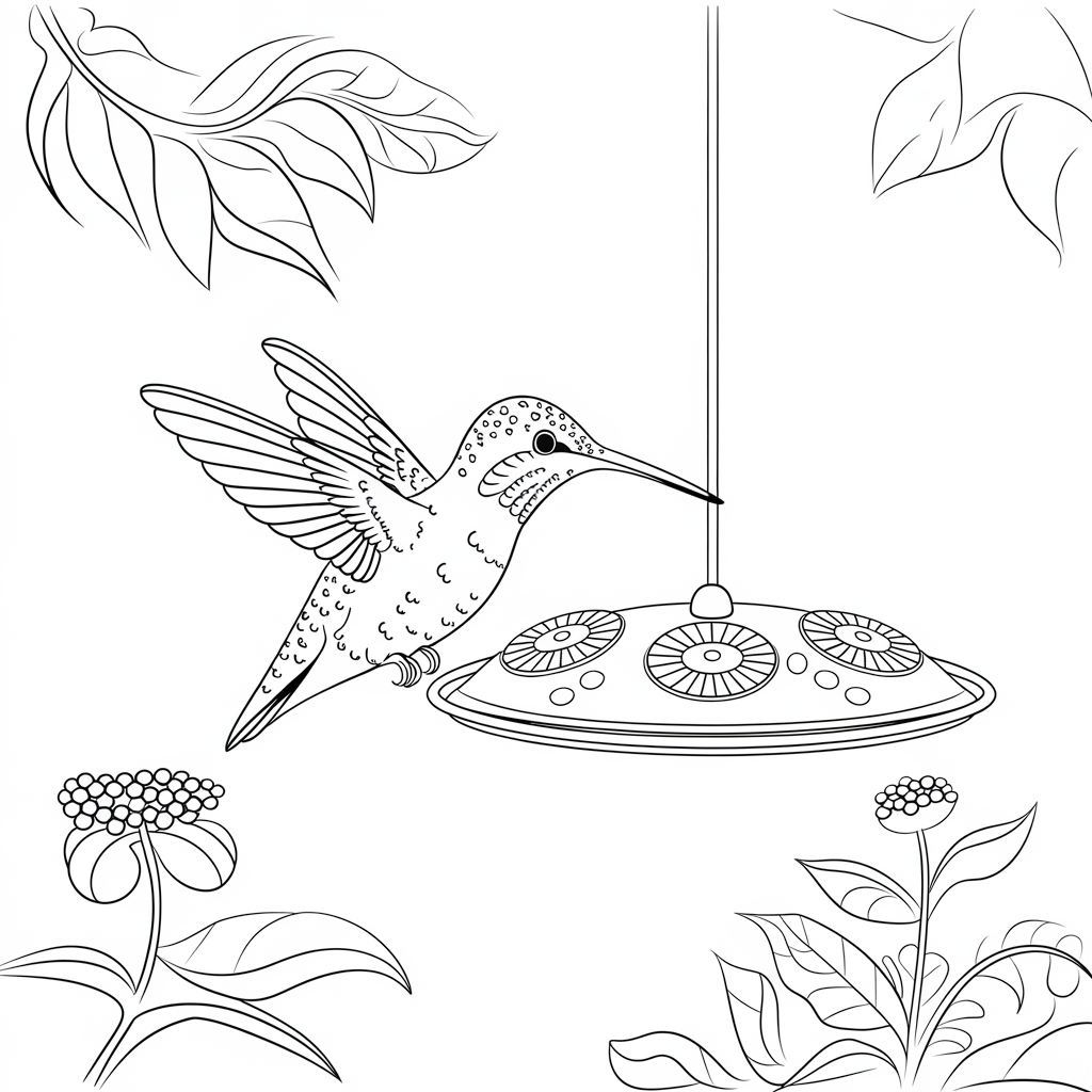 Desenho de Beija Flor para colorir e imprimir: número 42