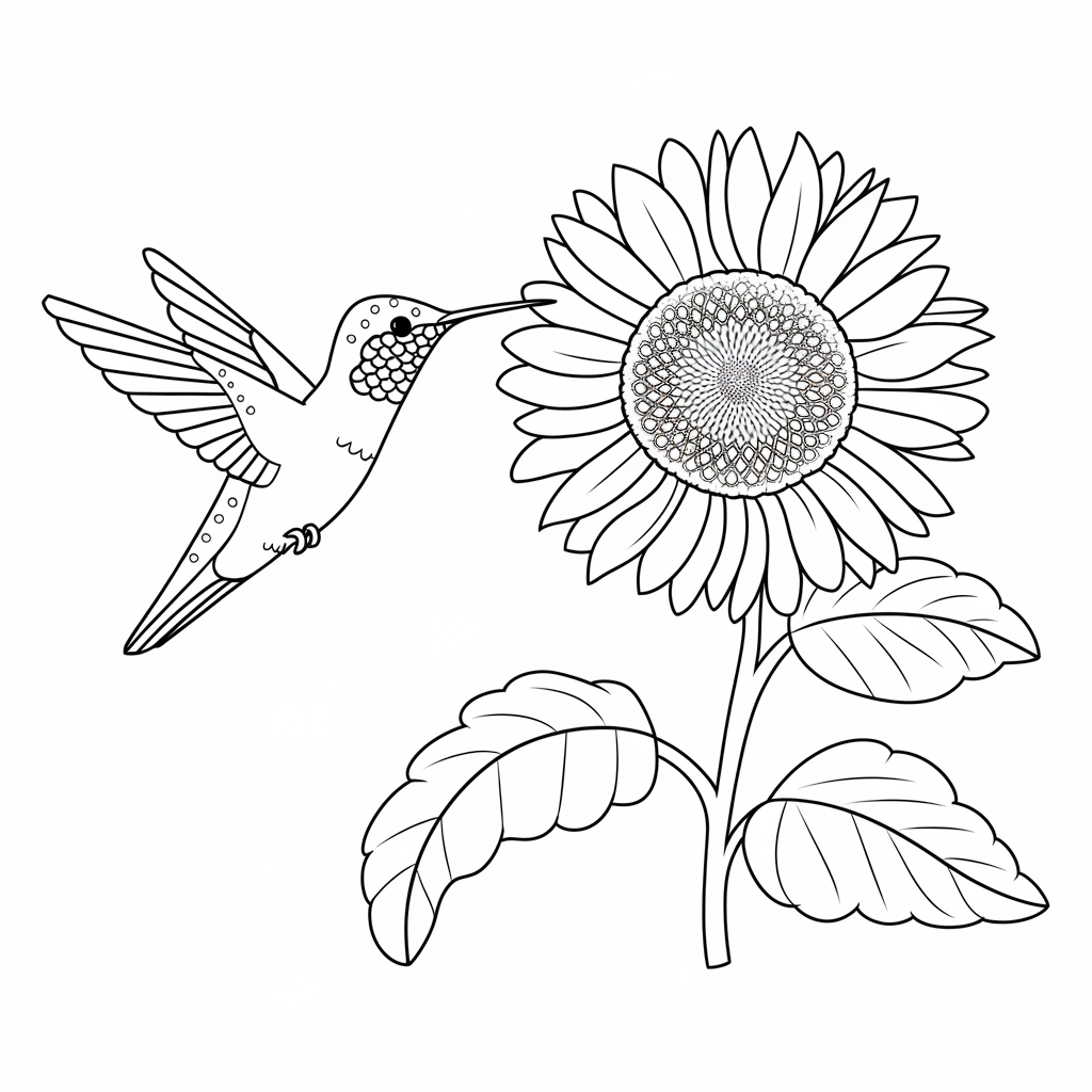 Desenho de Beija Flor para colorir e imprimir: número 43