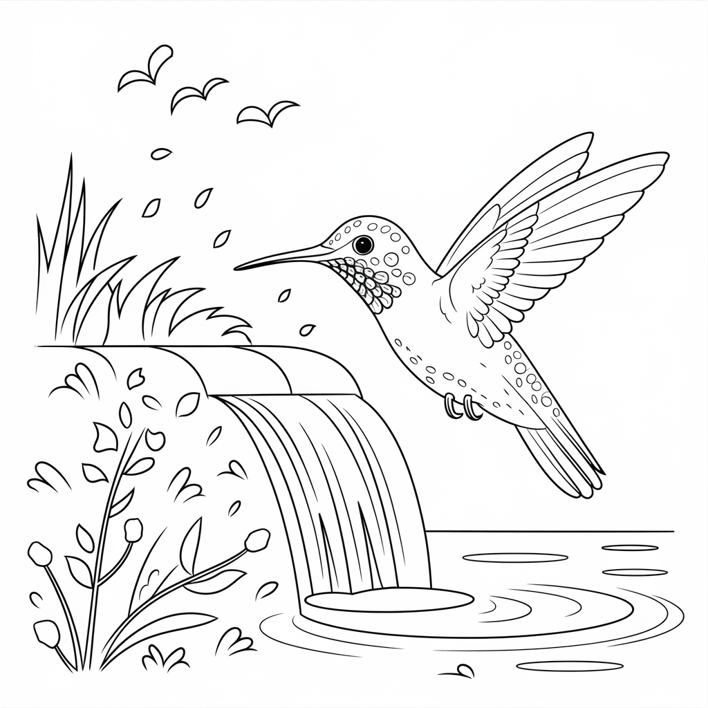 Desenho de Beija Flor para colorir e imprimir: número 44