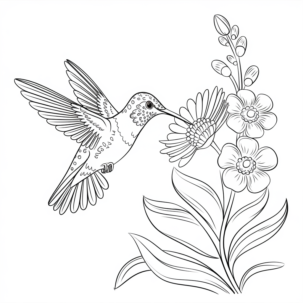 Desenho de Beija Flor para colorir e imprimir: número 45