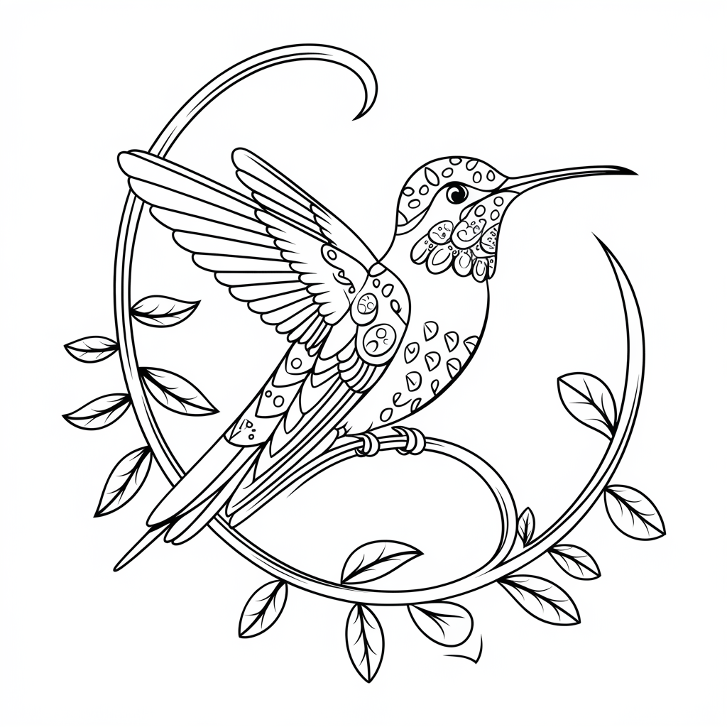 Desenho de Beija Flor para colorir e imprimir: número 46