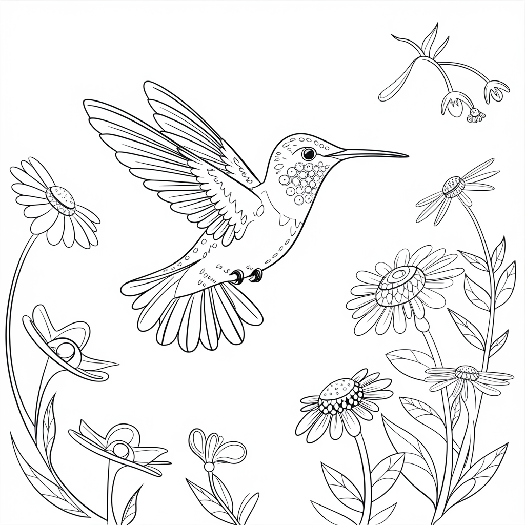 Desenho de Beija Flor para colorir e imprimir: número 47