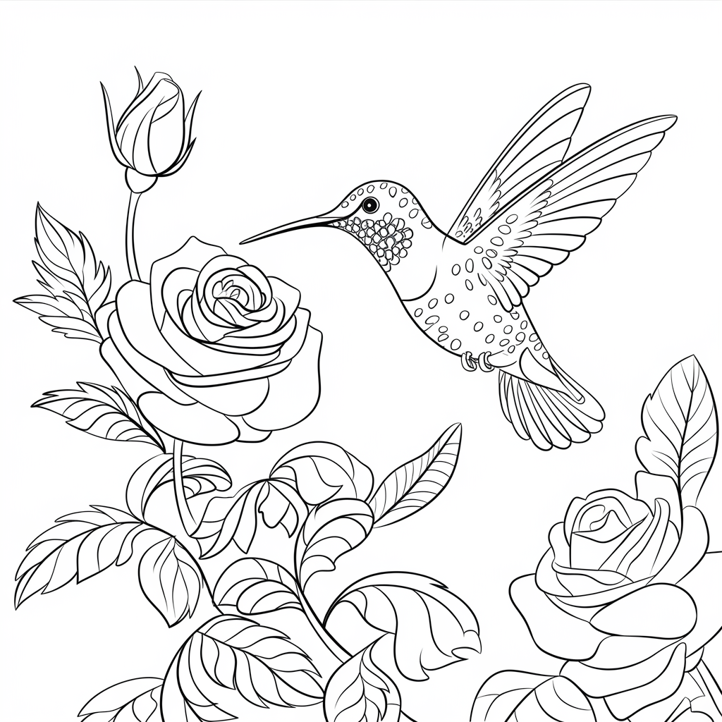 Desenho de Beija Flor para colorir e imprimir: número 48
