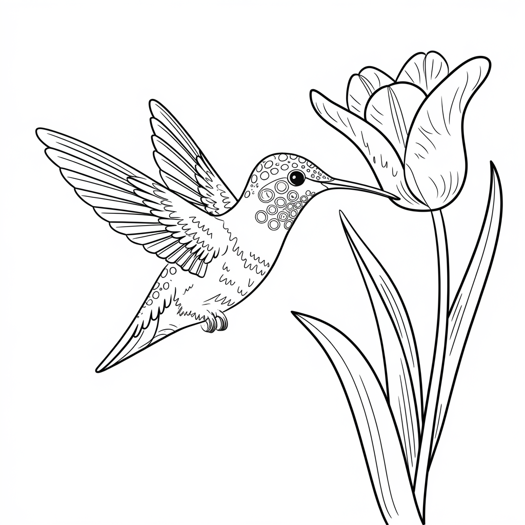 Desenho de Beija Flor para colorir