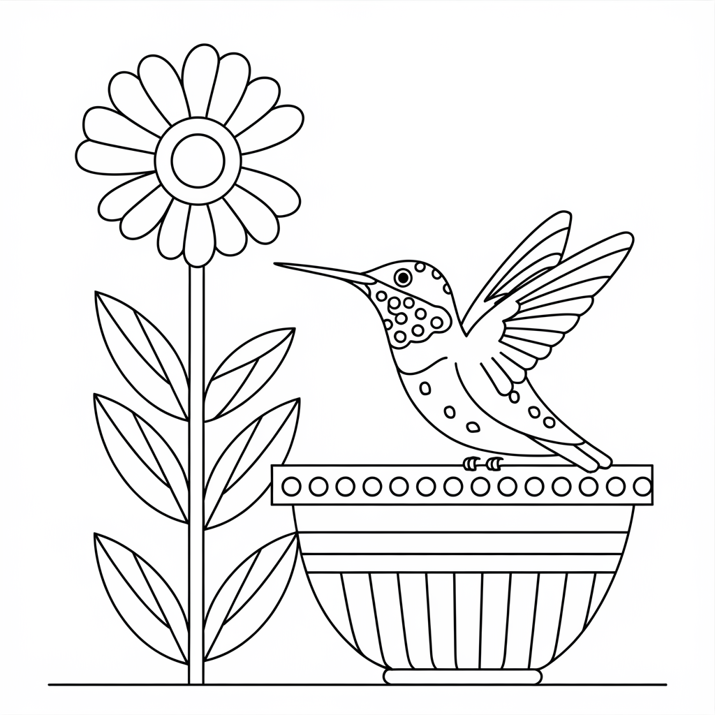 Desenho de Beija Flor para colorir