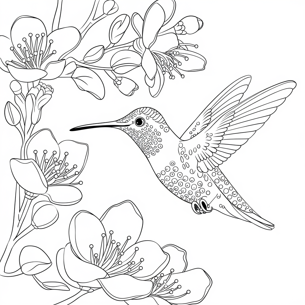 Desenho de Beija Flor para colorir