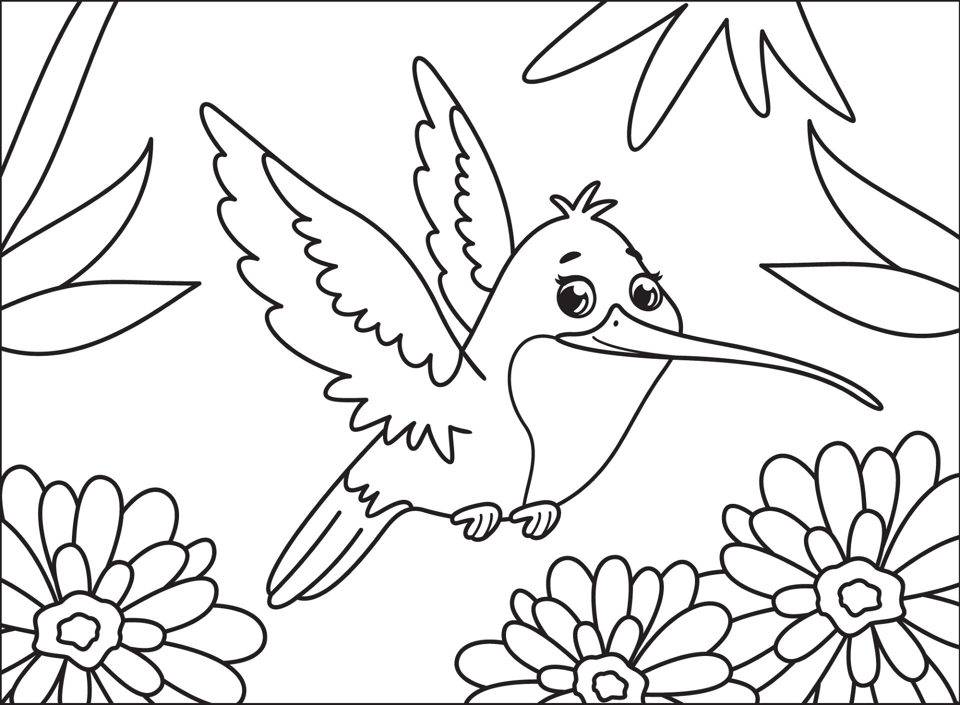 Desenho de Beija Flor para colorir