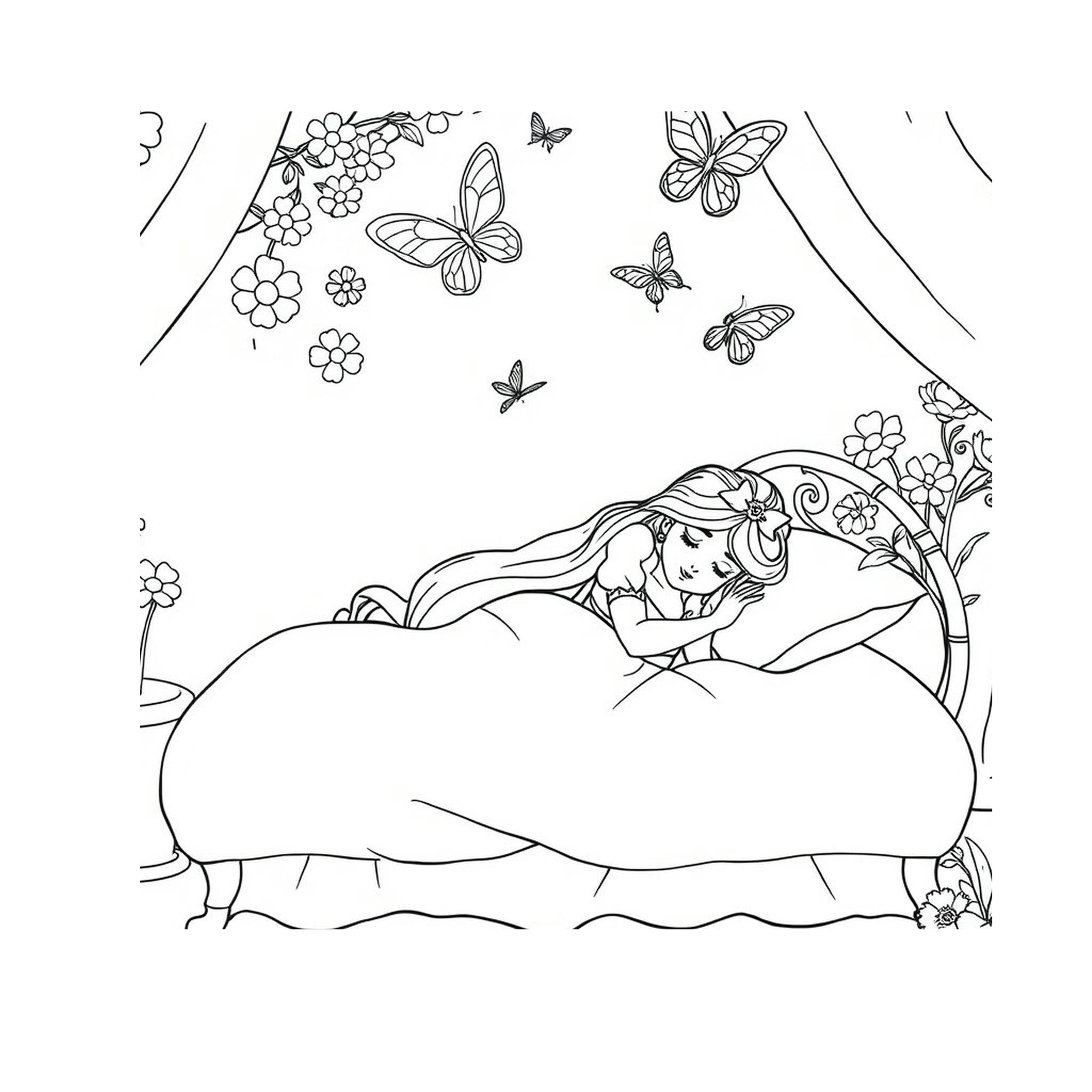 Desenho de Bela Adormecida para colorir e imprimir: número 5
