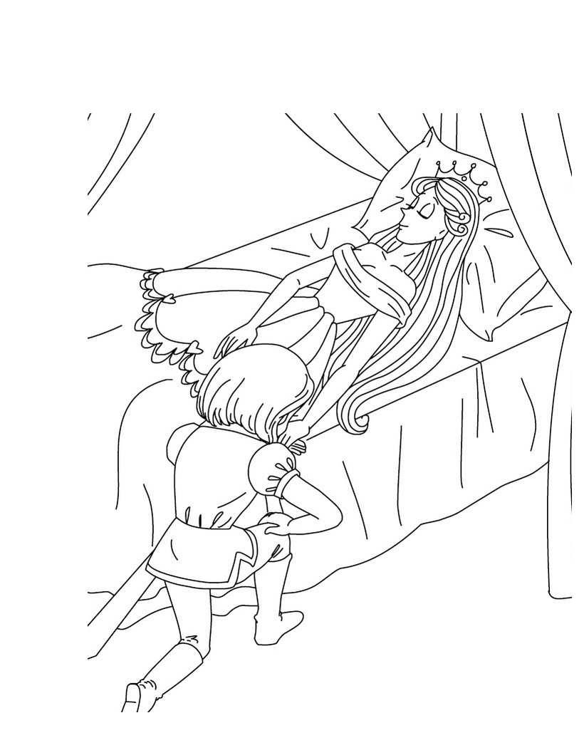 Desenho de Bela Adormecida para colorir e imprimir: número 7