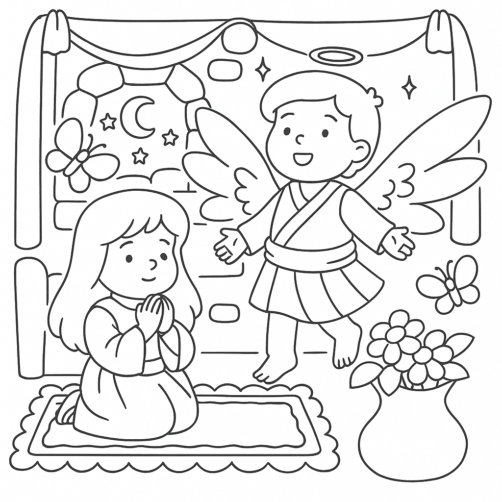 Desenho de Biblicos para colorir e imprimir: número 5