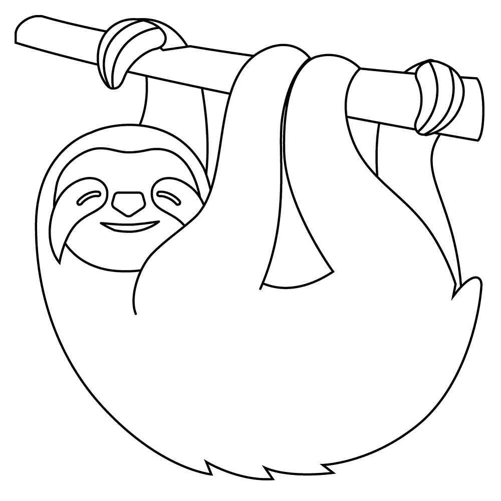 Desenho de Bicho Preguiça para colorir e imprimir: número 2