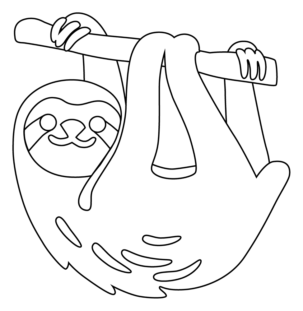 Desenho de Bicho Preguiça para colorir e imprimir: número 3
