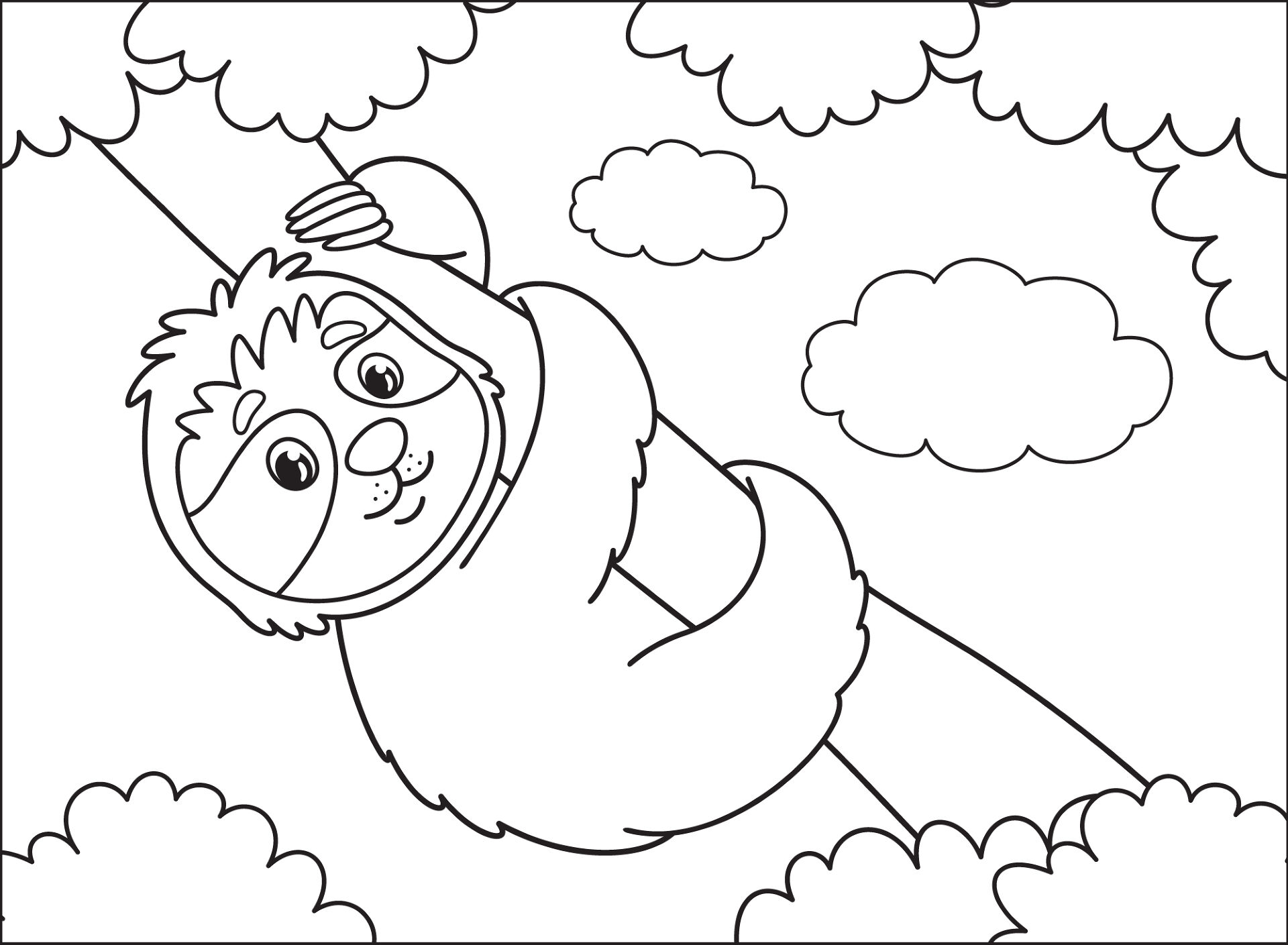 Desenho de Bicho Preguiça para colorir e imprimir: número 24