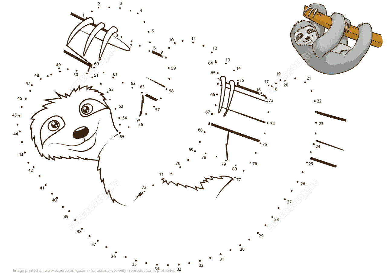 Desenho de Bicho Preguiça para colorir e imprimir: número 27