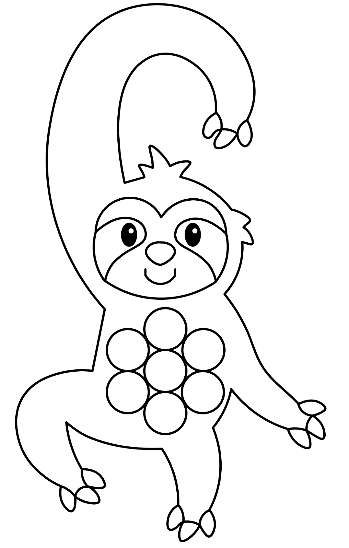 Desenho de Bicho Preguiça para colorir e imprimir: número 34