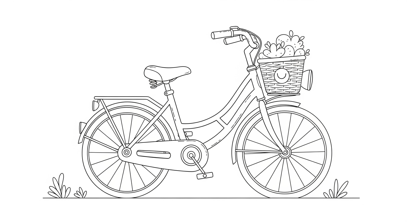 Desenho de Bicicleta para colorir e imprimir: número 7