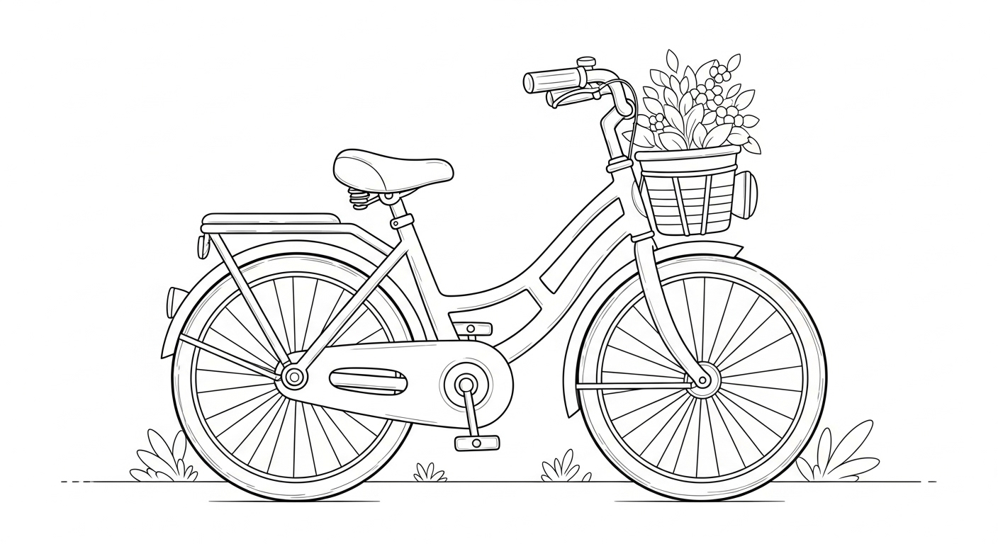 Desenho de Bicicleta para colorir e imprimir: número 9