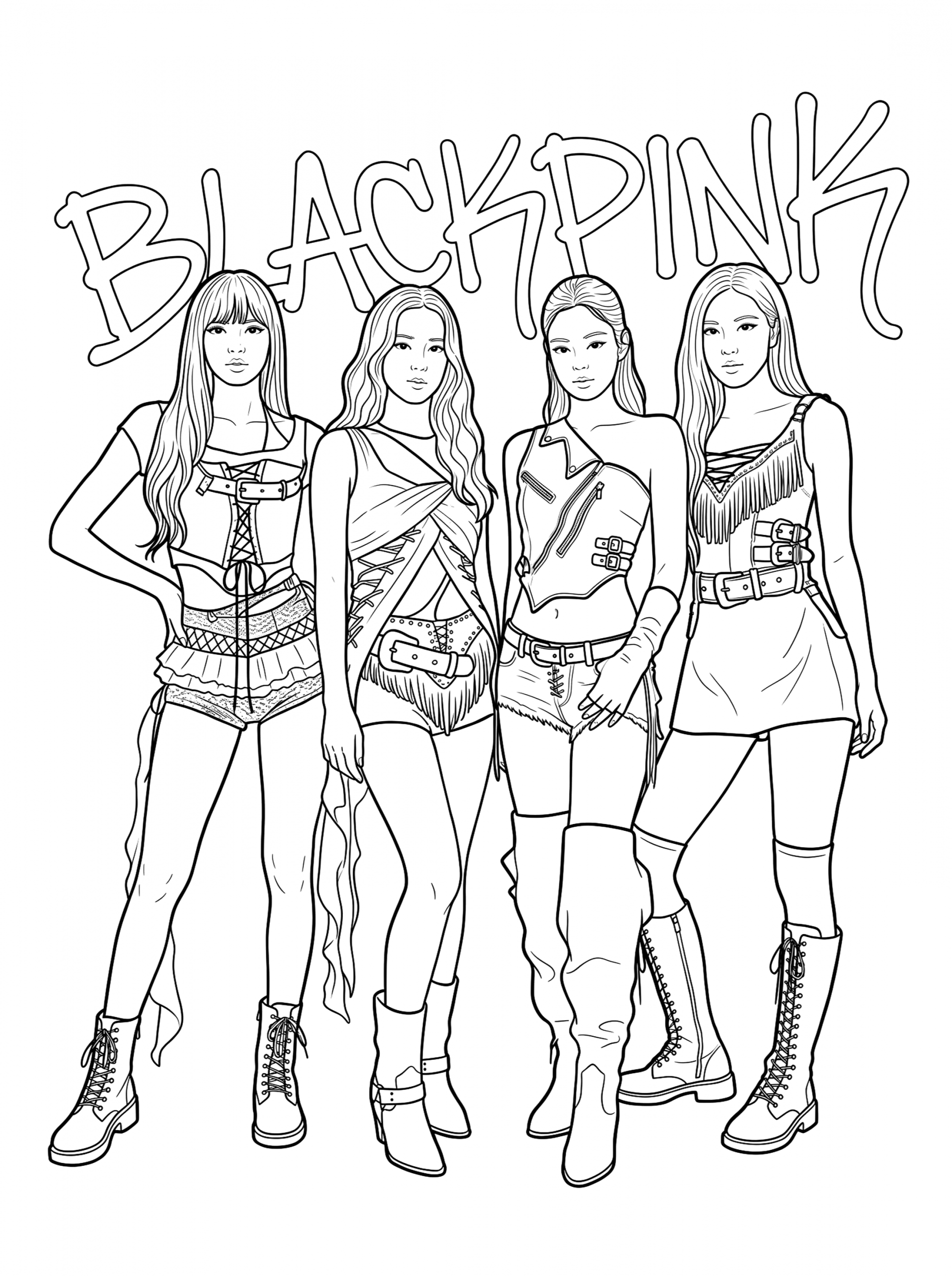 Desenho de Blackpink para colorir e imprimir: número 5