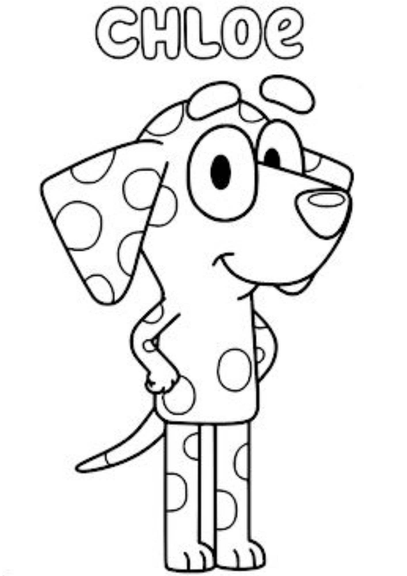 Desenho de Bluey para colorir e imprimir: número 1