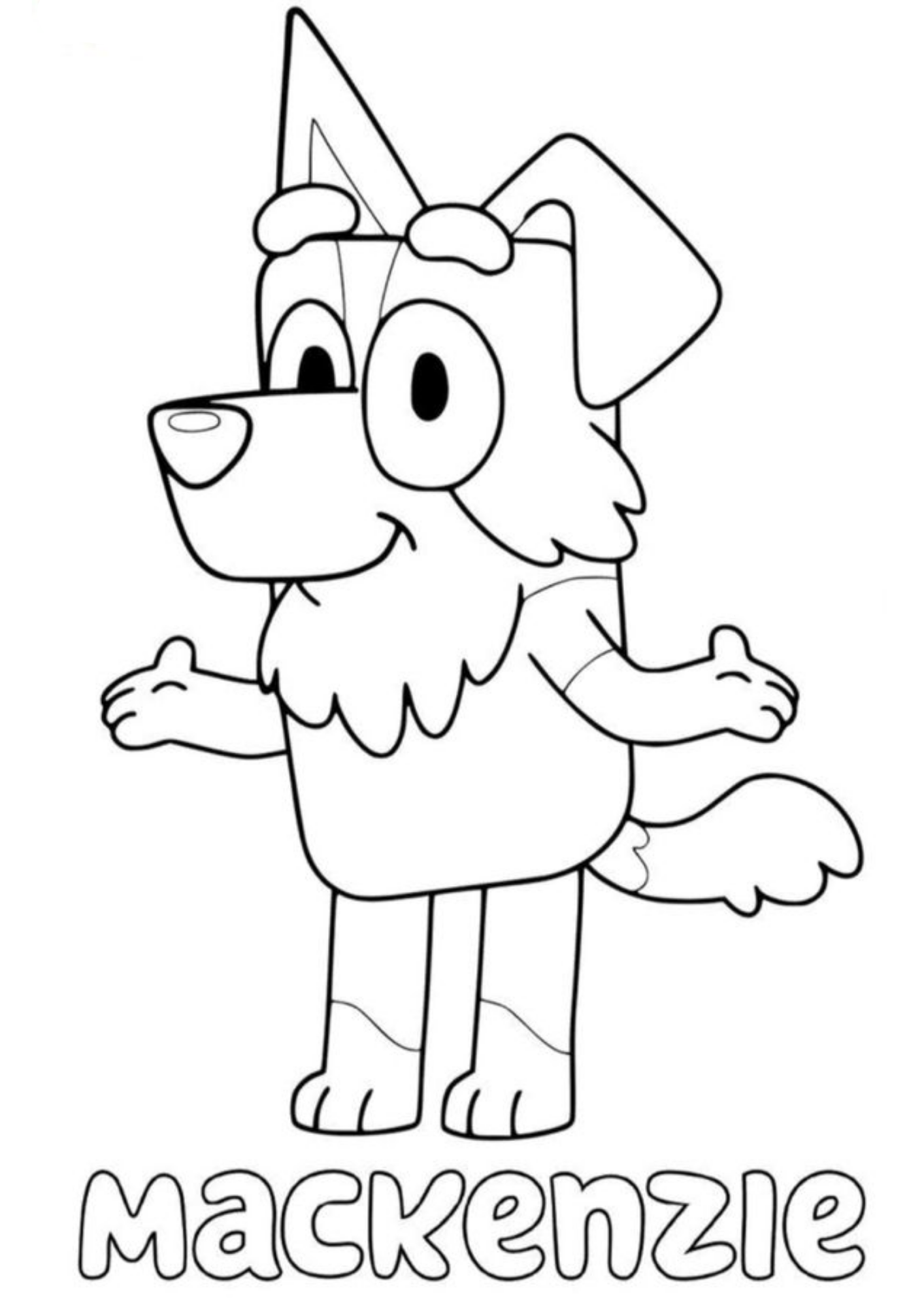 Desenho de Bluey para colorir e imprimir: número 3