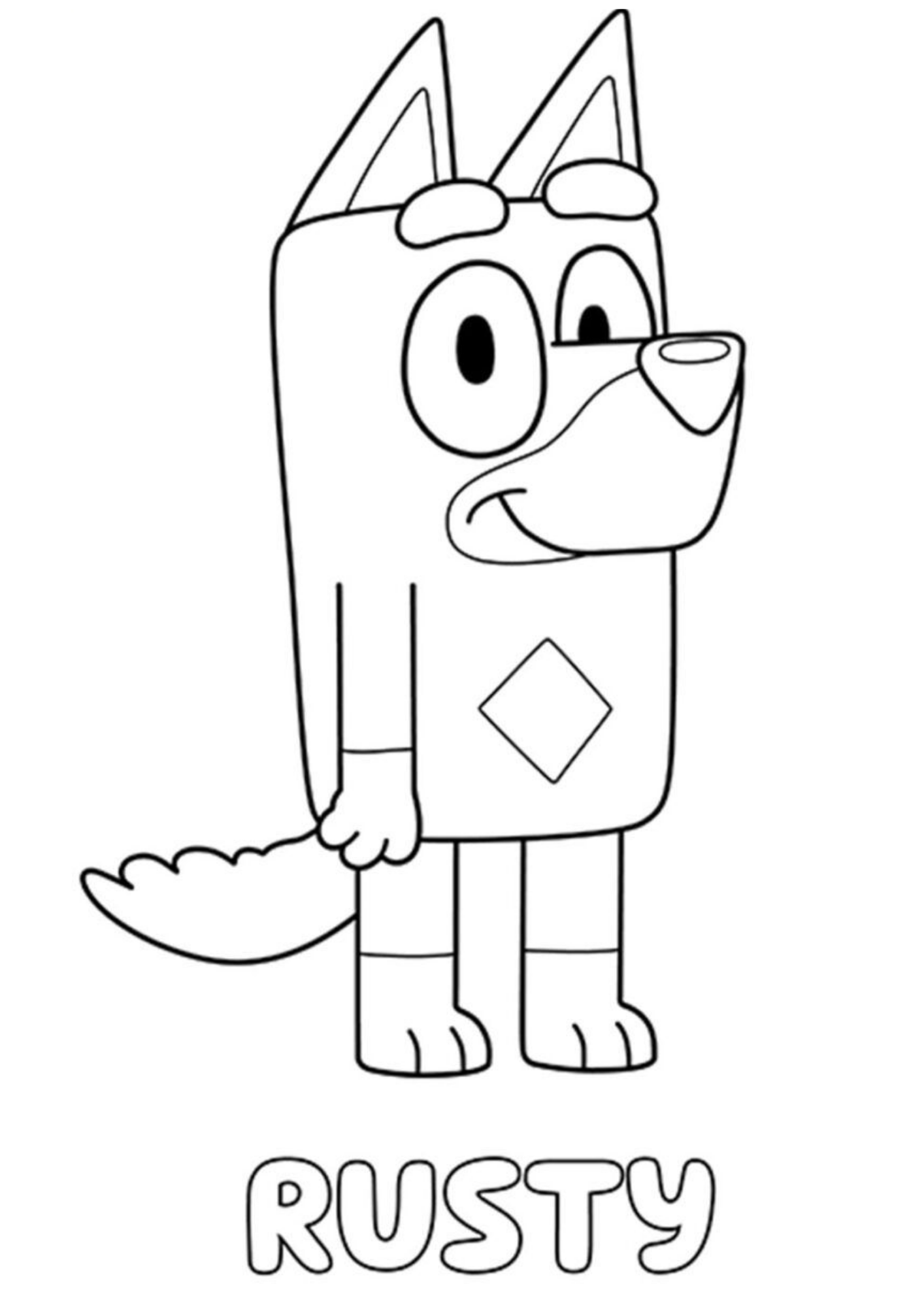 Desenho de Bluey para colorir e imprimir: número 4