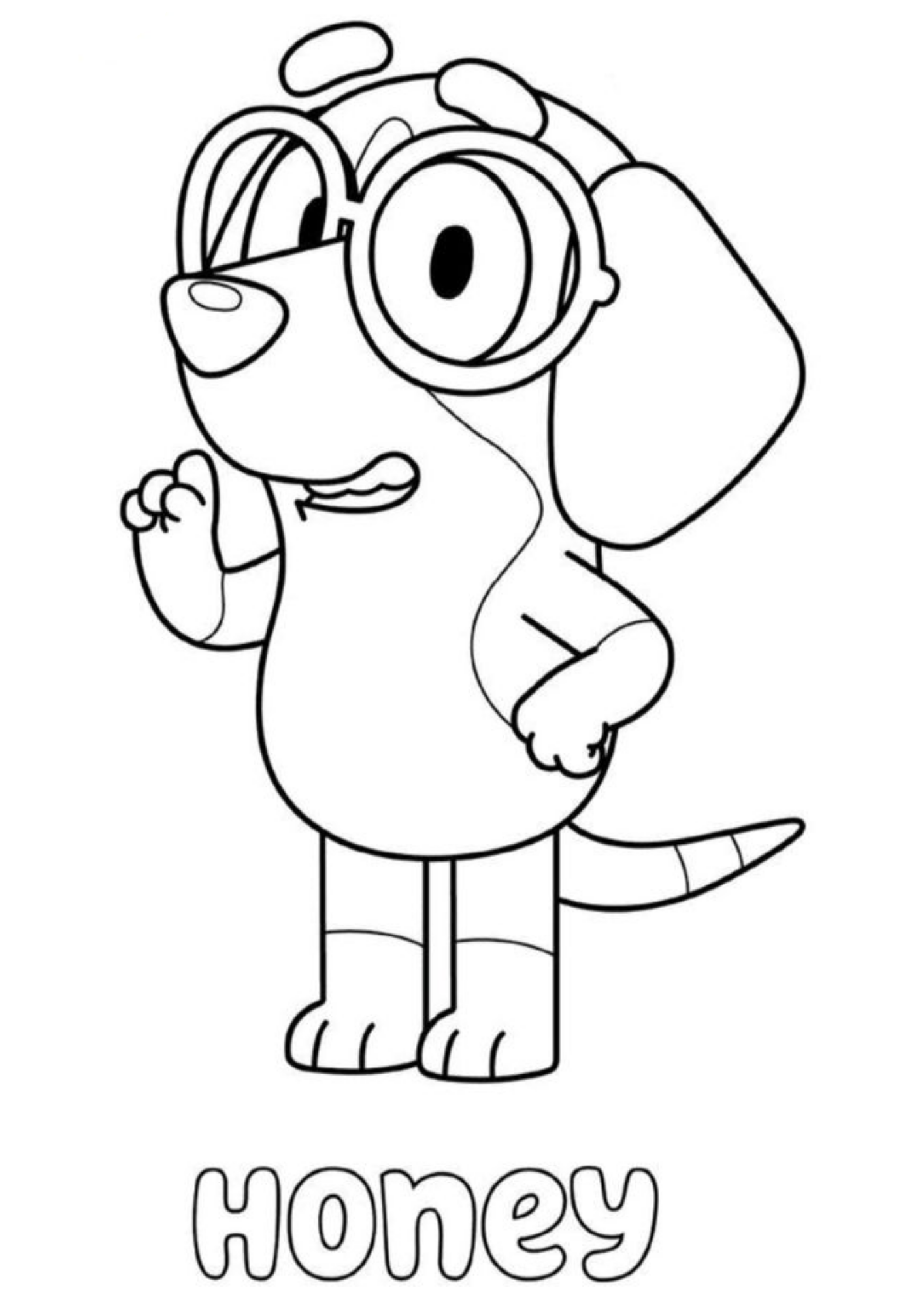 Desenho de Bluey para colorir e imprimir: número 5