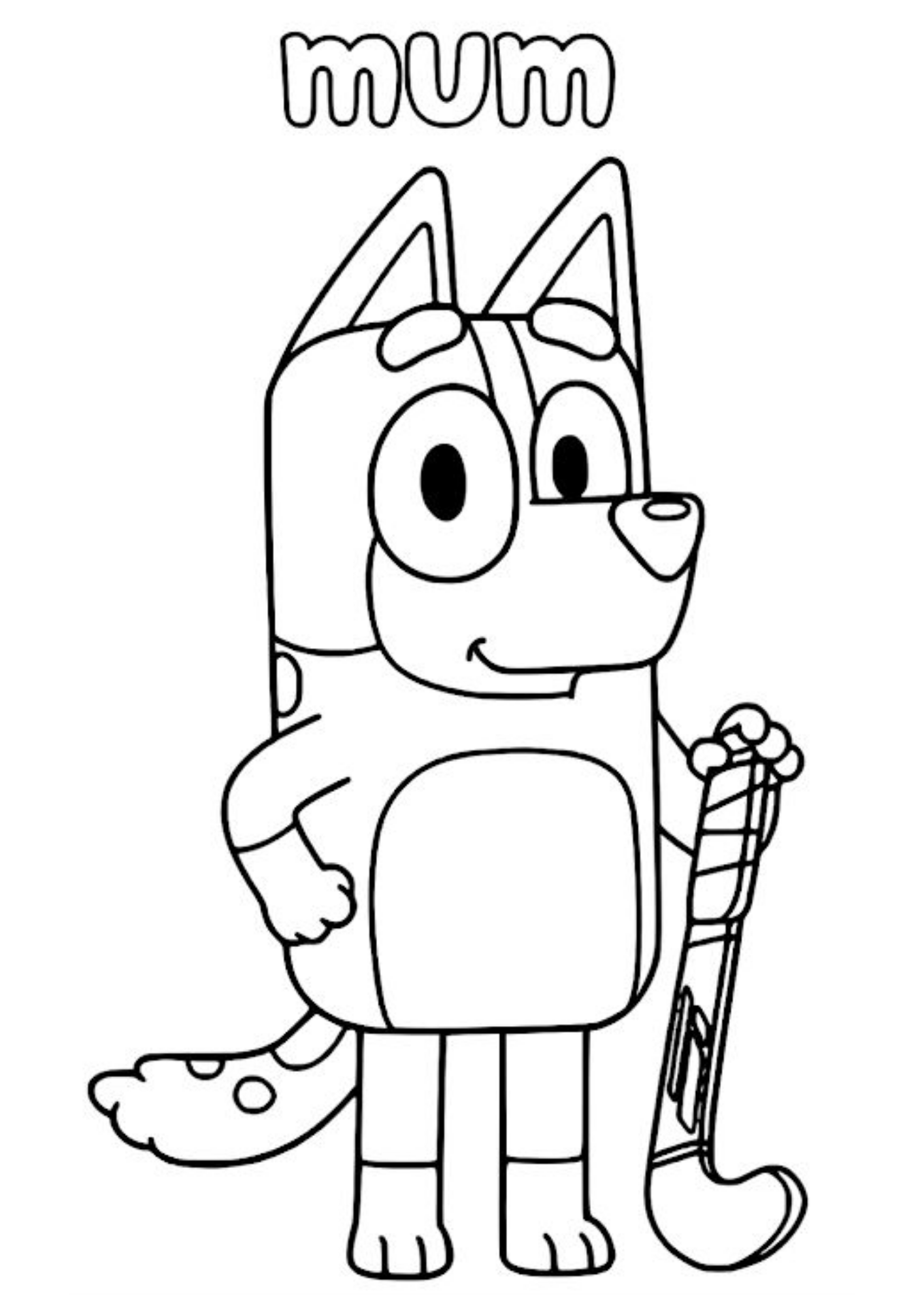Desenho de Bluey para colorir e imprimir: número 6