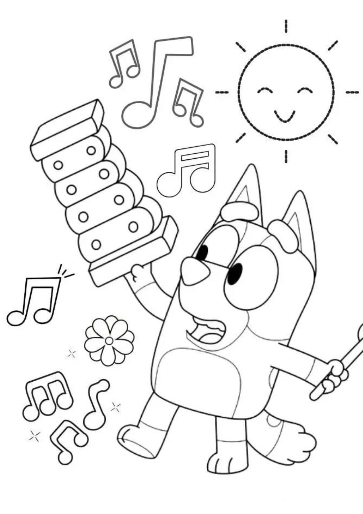 Desenho de Bluey para colorir e imprimir: número 9