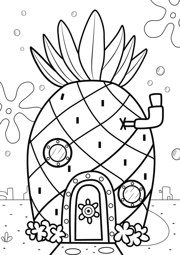 Desenho de Bob Esponja para colorir e imprimir: número 1